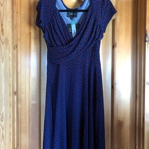 Brand New Blue dress with red polka dots.